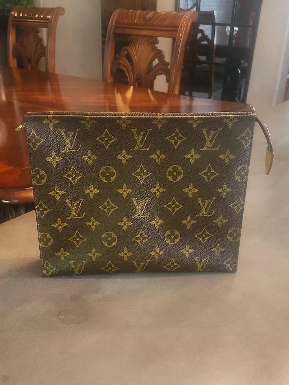 Louis Vuitton Monogram Canvas Toiletry Pouch in Brown and Gold